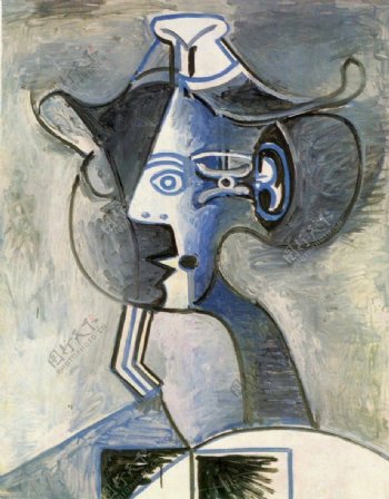 1962Femmeauchapeau1西班牙画家巴勃罗毕加索抽象油画人物人体油画装饰画