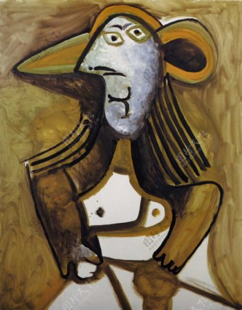 1971Femmeauchapeau西班牙画家巴勃罗毕加索抽象油画人物人体油画装饰画