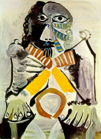 1969Hommeassisdansunfauteuil西班牙画家巴勃罗毕加索抽象油画人物人体油画装饰画