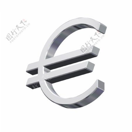 欧元符号银白色隔离