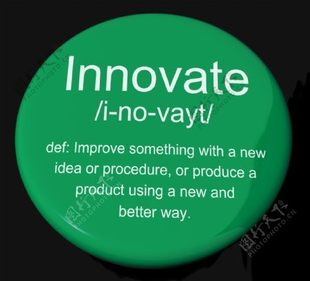 创新的定义按钮展示创意发展和智慧