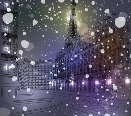 冬季巴黎雪景图片