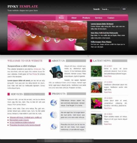 粉红色设计网站css模板