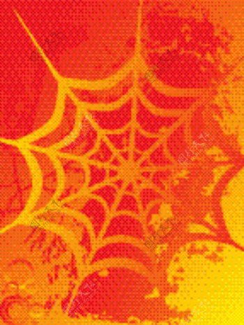 橙色背景上的蜘蛛网
