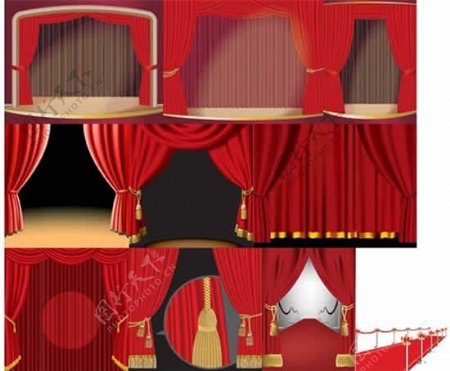 红色幕布舞台背景矢量素材