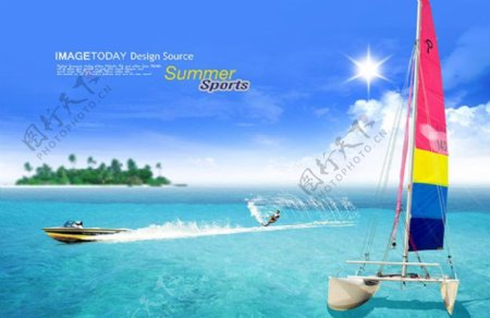 浪漫海洋夏季海报PSD设计素材