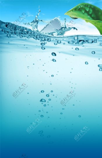 蓝色水与自然海报背景素材