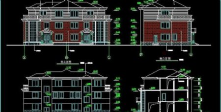 带露台三层双拼别墅建筑施工图nbsp22x13