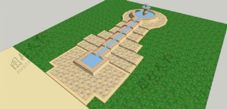 跌水喷泉SketchUp模型