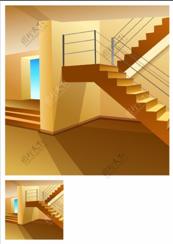 室内楼梯设计矢量素材