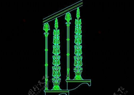 栏杆柱子雕花门装饰主题CAD图块素材52