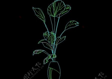 植物盆景花卉CAD饰物陈设图纸素材7