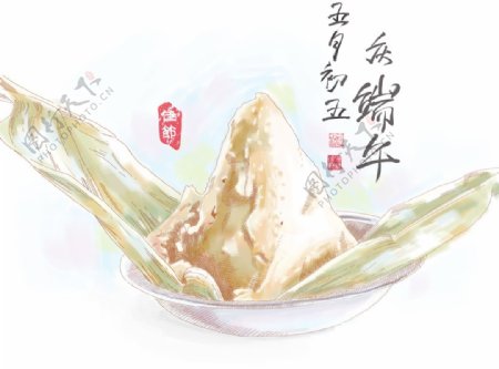 矢量绘图的粽子端午节的传统饺子翻译第五日农历