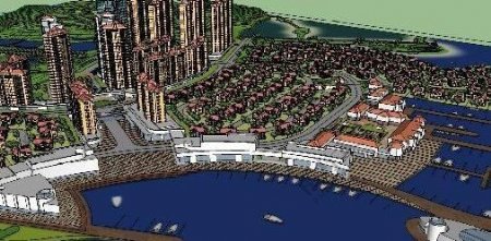 一个滨海小区建筑与景观规划设计SU精品大场景模型