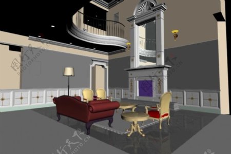 欧式客厅3D模型
