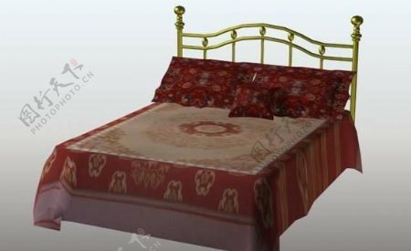 当代现代家具床3D模型D012
