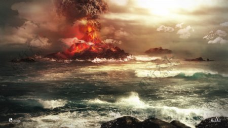 火山爆发高清素材背景图片