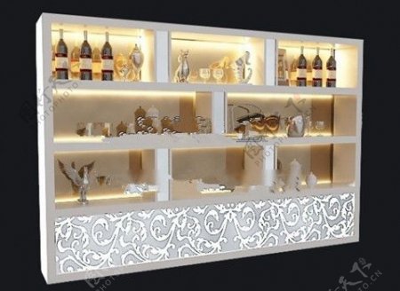 乳白色红酒柜3d模型