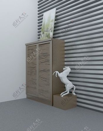 鞋柜3d模型家具效果图2
