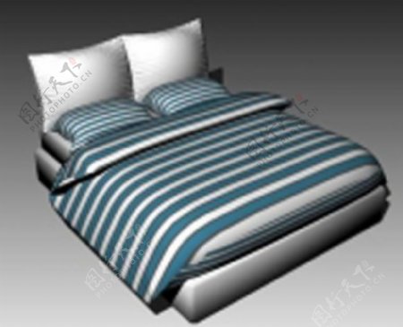 简易的加条形被褥的大床3D模型下载