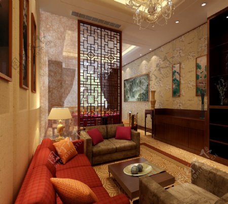 中式客厅模型