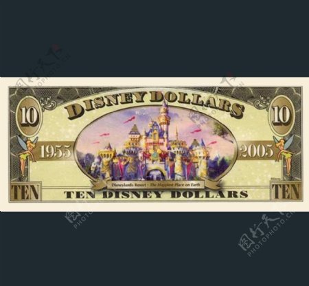 迪士尼纪念币10元反图片