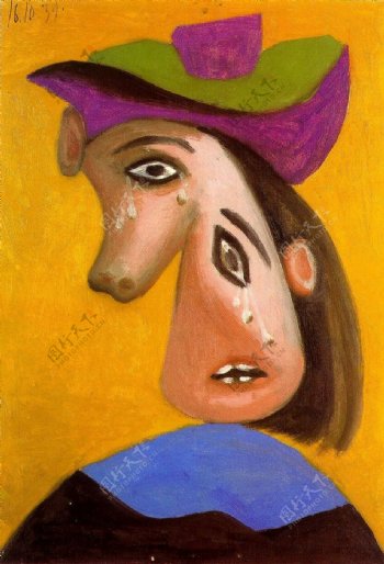 1939T鍧眅defemmeenpleurs西班牙画家巴勃罗毕加索抽象油画人物人体油画装饰画