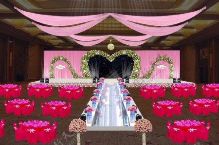 粉色婚礼婚礼庆典舞台设计