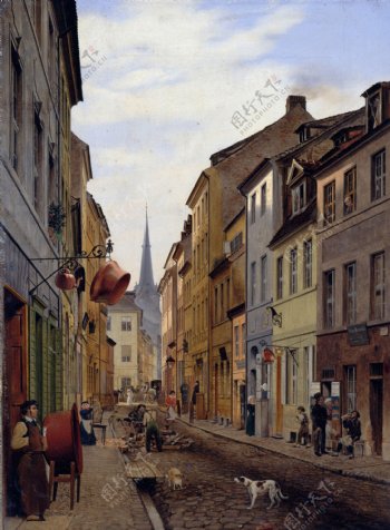 EduardGaertnerDieParochialstrasse画家古典画古典建筑古典景物装饰画油画