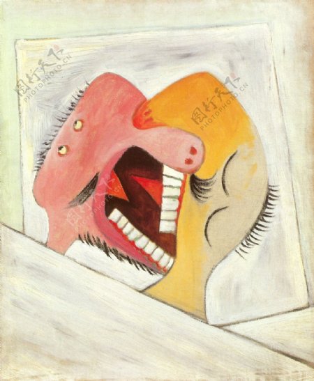 1931LebaiserDeuxt鍧眅s西班牙画家巴勃罗毕加索抽象油画人物人体油画装饰画