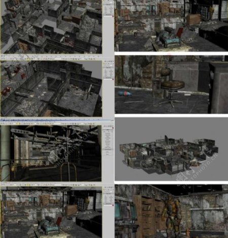 大型室内废墟max场景图片