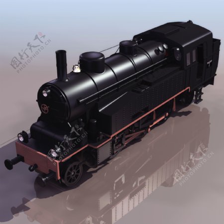 老式火车头3D模型