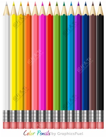14色彩色铅笔PSD图片