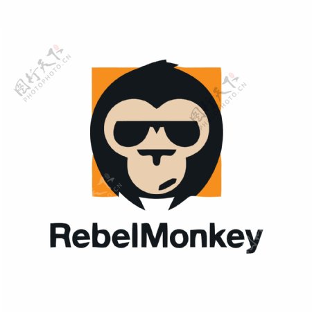 印花矢量图徽章标记动物头像猴子文字免费素材