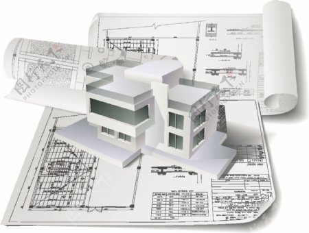 楼房设计建筑结构图矢量素材