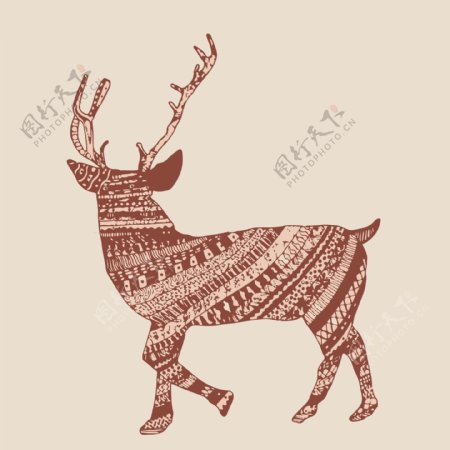 印花矢量图填充面料动物麋鹿女装免费素材