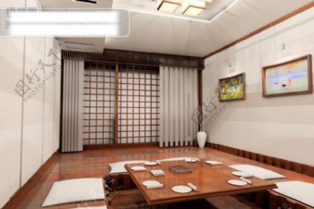 日式包房3D设计餐厅