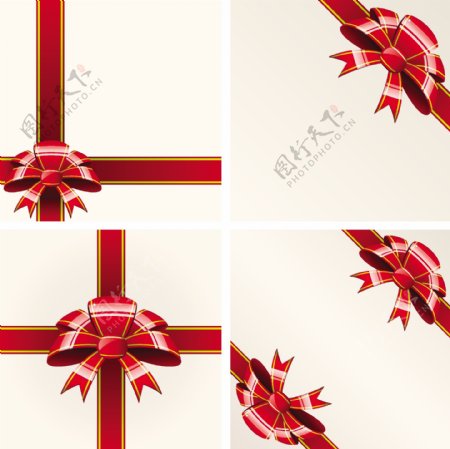 4款礼品红丝带装饰花矢量素材