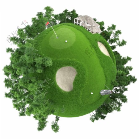 绿色高尔夫球场极坐标高清图片