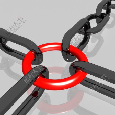 红色的链连接显示团队合作