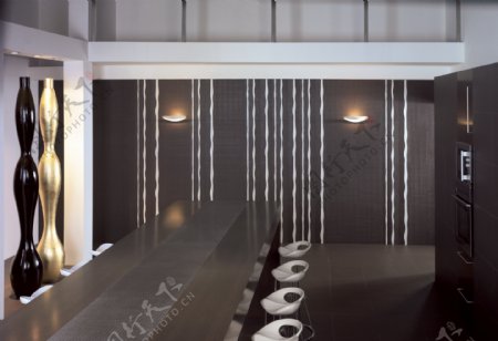 现代简约风格饭厅餐厅仿古砖瓷砖铺贴图