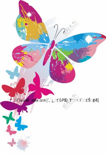 矢量素材色彩斑斓蝴蝶花纹背景