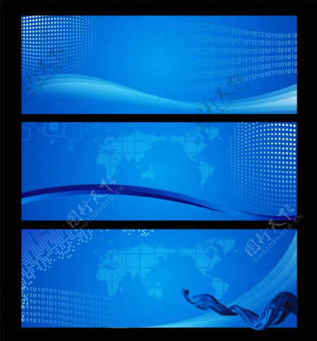 蓝色背景科技展板图片