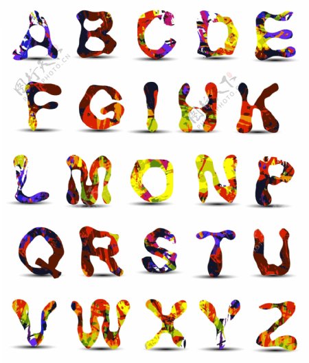 潮流彩色字母矢量素材