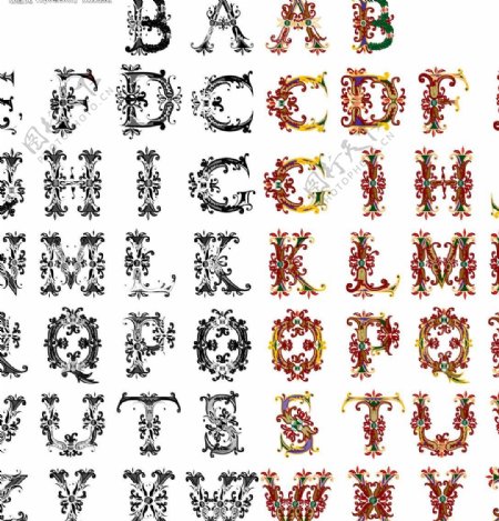 维多利亚风格英文字母图片