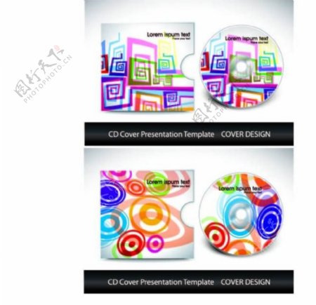 炫彩图案CD外包装设计矢量素材
