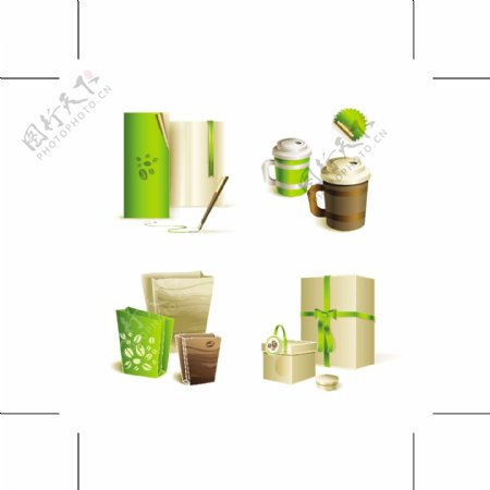 绿色主题饮品VI设计模板