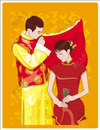 中国传统新婚夫妇AI矢量图08