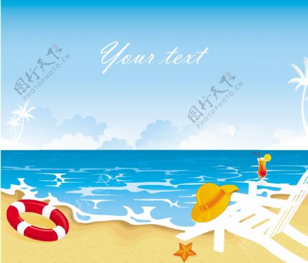 夏日沙滩海滩背景图片