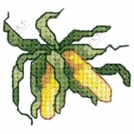 绣花植物蔬菜玉米色彩免费素材